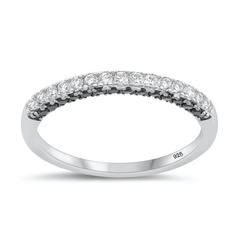 Sterling Silver Rhodium Plated 2.5mm Clear CZ Ring