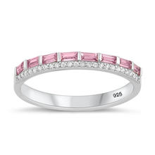 Load image into Gallery viewer, Sterling Silver Rhodium Plated Round Pink And Clear CZ Ring