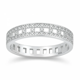 Sterling Silver Rhodium Plated Clear CZ Ring