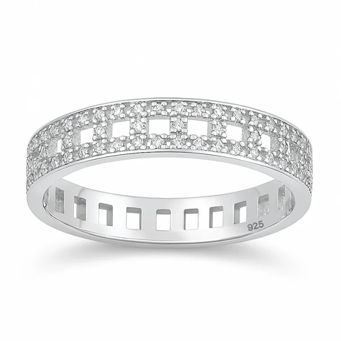 Sterling Silver Rhodium Plated Clear CZ Ring