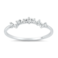 Load image into Gallery viewer, Sterling Silver Rhodium Plated Contour Band Clear CZ Ring
