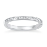 Sterling Silver Rhodium Plated 2.1mm Clear CZ Ring