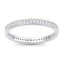 Load image into Gallery viewer, Sterling Silver Rhodium Plated Eternity Band Clear CZ Ring