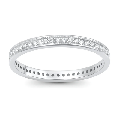 Sterling Silver Rhodium Plated Eternity Band Clear CZ Ring