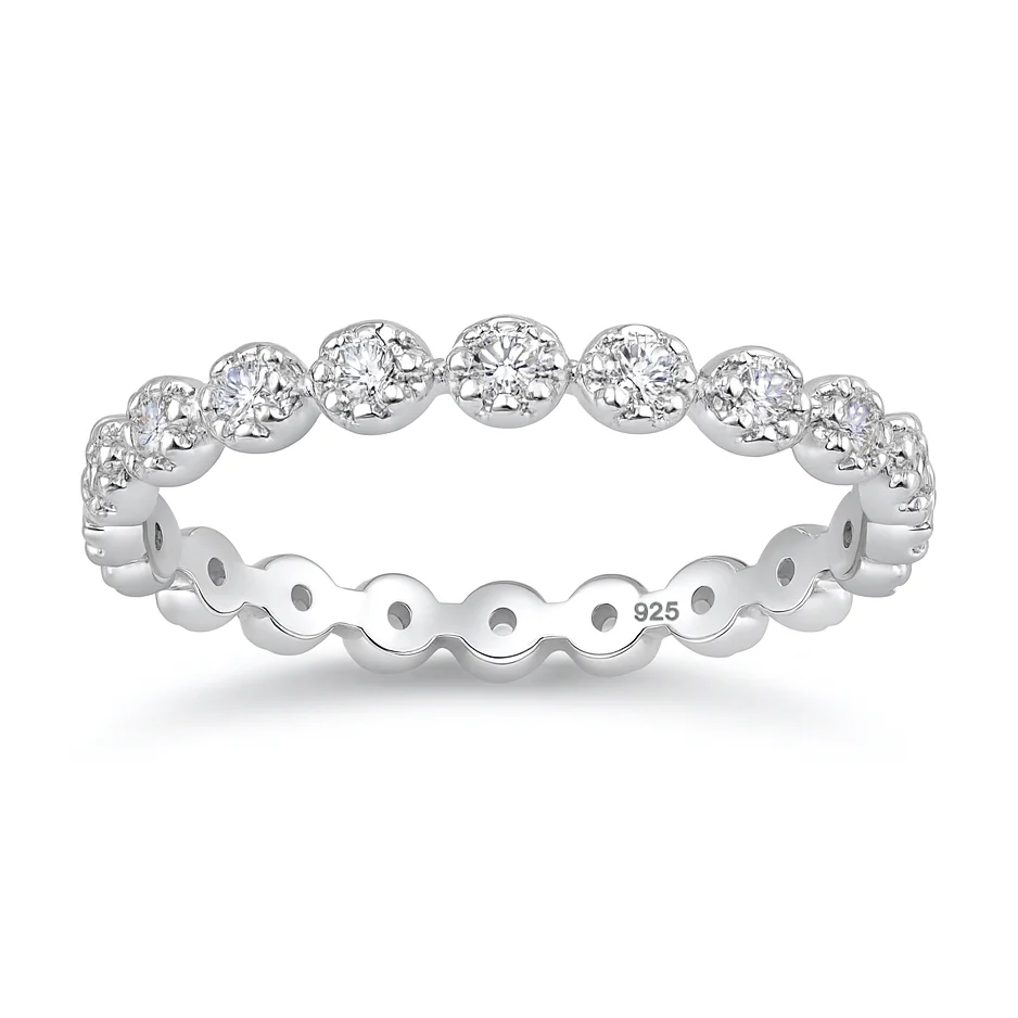 Sterling Silver Rhodium Plated Flowers Clear CZ Ring