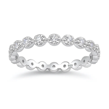 Load image into Gallery viewer, Sterling Silver Rhodium Plated Flowers Clear CZ Ring