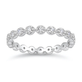 Sterling Silver Rhodium Plated Flowers Clear CZ Ring