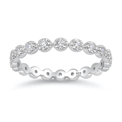 Sterling Silver Rhodium Plated Flowers Clear CZ Ring