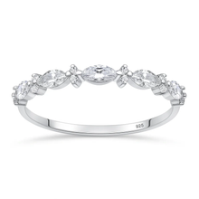 Load image into Gallery viewer, Sterling Silver Rhodium Plated Clear CZ Marquise Band Ring