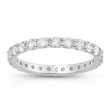 Sterling Silver Rhodium Plated 2.3mm Clear CZ Ring