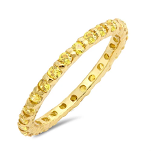 Load image into Gallery viewer, Sterling Silver Yellow Gold Plated Yellow CZ Band Ring