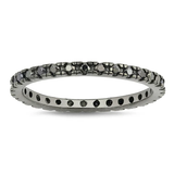 Sterling Silver Black Rhodium Plated Black CZ Band Ring