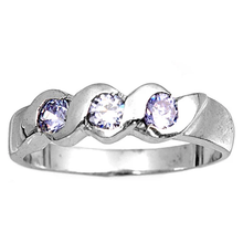 Load image into Gallery viewer, Sterling Silver Rhodium Plated 4mm Lavender Color Stone Baby Ring