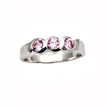 Load image into Gallery viewer, Sterling Silver Rhodium Plated Pink CZ Baby Ring-4mm