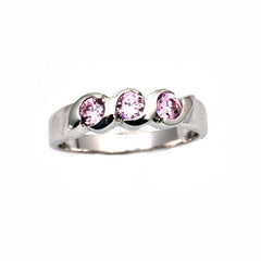 Sterling Silver Rhodium Plated Pink CZ Baby Ring-4mm