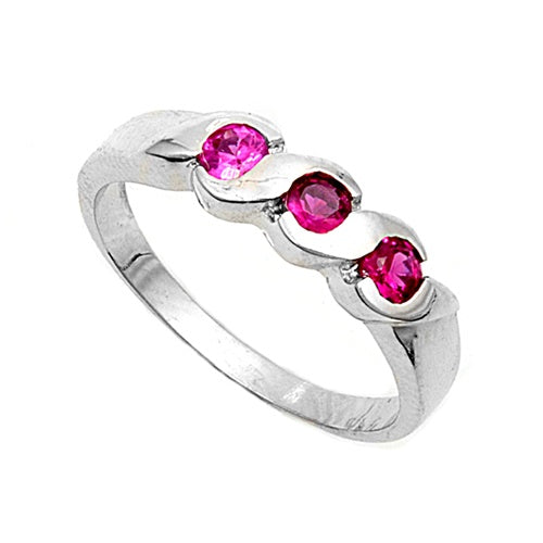 Sterling Silver Rhodium Plated Ruby CZ Baby Ring-4mm