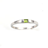 Sterling Silver Rhodium Plated Peridot CZ Baby Ring-2mm