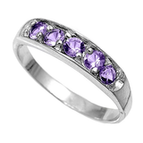 Sterling Silver Rhodium Plated Amethyst CZ Baby Ring