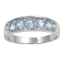 Load image into Gallery viewer, Sterling Silver Rhodium Plated Aquamarine CZ Baby Ring