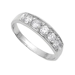 Sterling Silver Rhodium Plated Clear CZ Baby Ring