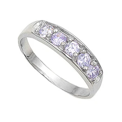Sterling Silver Rhodium Plated Lavender Color CZ Baby Ring