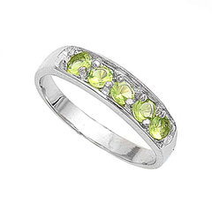 Sterling Silver Rhodium Plated Peridot CZ Baby Ring