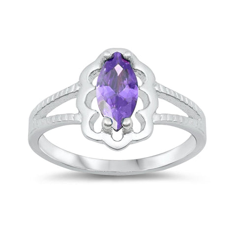 Sterling Silver Rhodium Plated Amethyst CZ Baby Ring-11mm