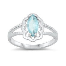 Load image into Gallery viewer, Sterling Silver Rhodium Plated Aquamarine CZ Baby Ring-11mm