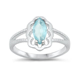 Sterling Silver Rhodium Plated Aquamarine CZ Baby Ring-11mm