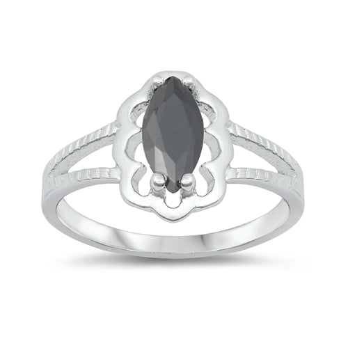 Sterling Silver Rhodium Plated Black CZ Baby Ring-11mm