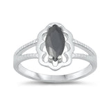 Sterling Silver Rhodium Plated Black CZ Baby Ring-11mm