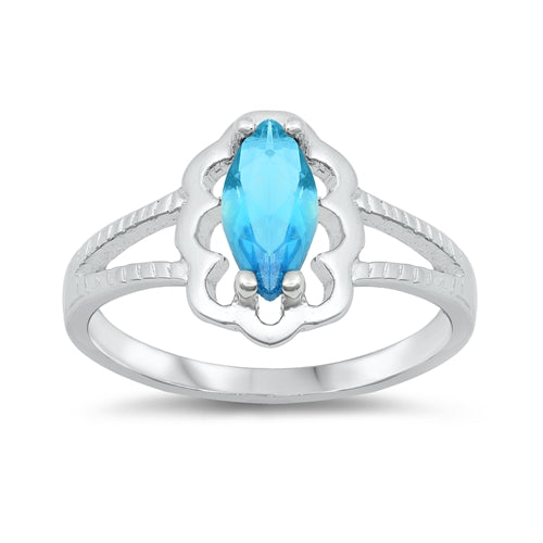 Sterling Silver Rhodium Plated Blue Topaz CZ Baby Ring-11mm