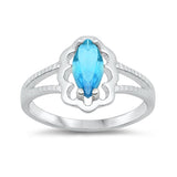 Sterling Silver Rhodium Plated Blue Topaz CZ Baby Ring-11mm