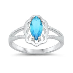 Sterling Silver Rhodium Plated Blue Topaz CZ Baby Ring-11mm