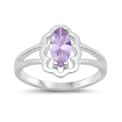 Sterling Silver Rhodium Plated Lavender CZ Baby Ring-11mm