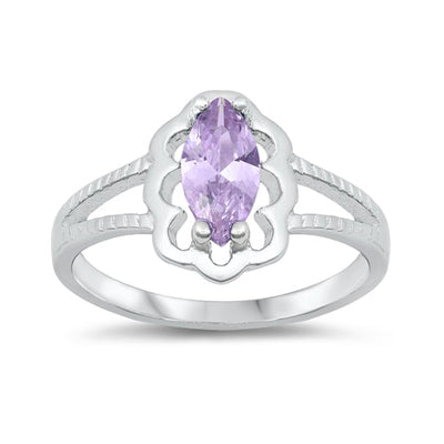 Sterling Silver Rhodium Plated Lavender CZ Baby Ring-11mm