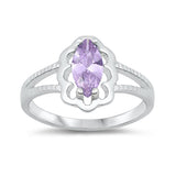 Sterling Silver Rhodium Plated Lavender CZ Baby Ring-11mm