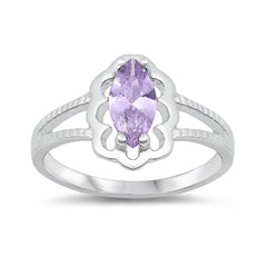 Sterling Silver Rhodium Plated Lavender CZ Baby Ring-11mm