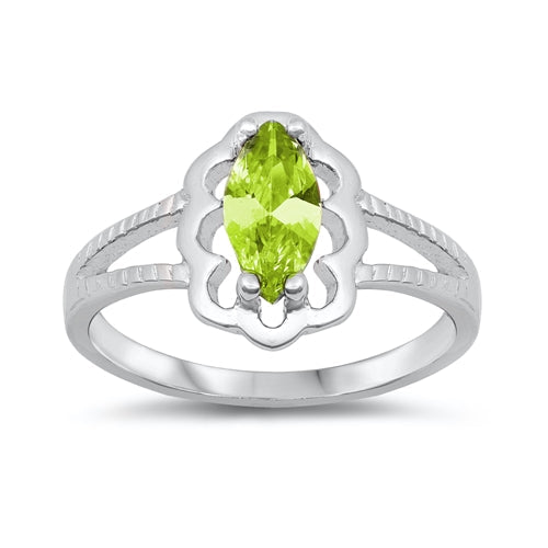 Sterling Silver Rhodium Plated Peridot CZ Baby Ring-11mm