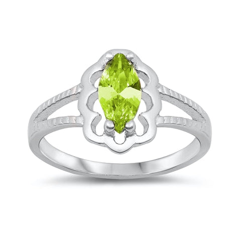 Sterling Silver Rhodium Plated Peridot CZ Baby Ring-11mm