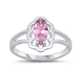 Sterling Silver Rhodium Plated Pink CZ Baby Ring-11mm