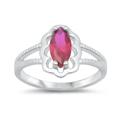 Sterling Silver Rhodium Plated Ruby CZ Baby Ring-11mm