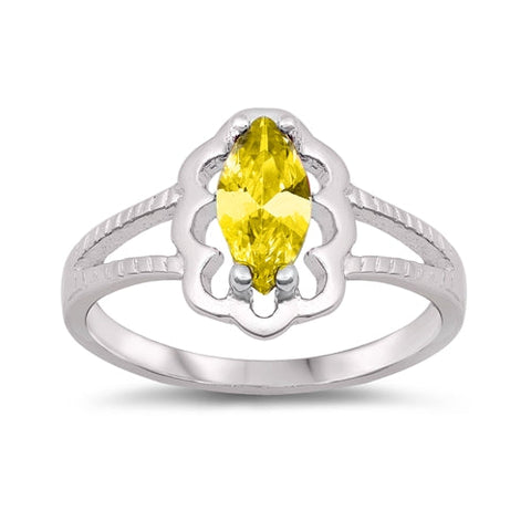 Sterling Silver Rhodium Plated Yellow CZ Baby Ring-11mm