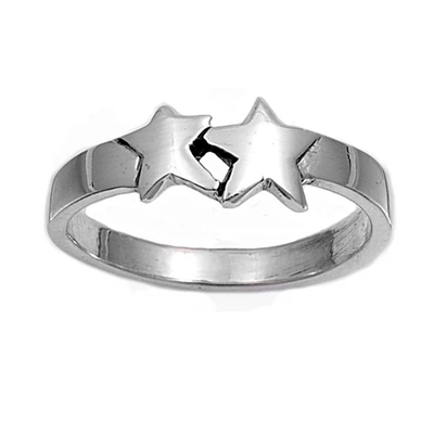 Sterling Silver Rhodium Plated Star Baby Ring