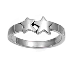 Sterling Silver Rhodium Plated Star Baby Ring