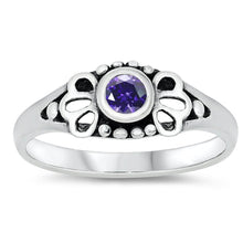 Load image into Gallery viewer, Sterling Silver Rhodium Plated Amethyst CZ Baby Ring-5mm