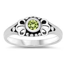 Load image into Gallery viewer, Sterling Silver Rhodium Plated Peridot CZ Baby Ring-5mm