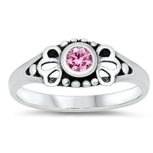 Load image into Gallery viewer, Sterling Silver Rhodium Plated Pink CZ Baby Ring-5mm