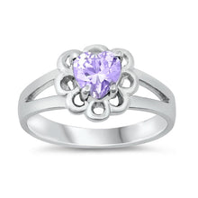 Load image into Gallery viewer, Sterling Silver Rhodium Plated Lavender CZ Baby Ring