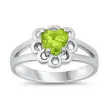 Load image into Gallery viewer, Sterling Silver Rhodium Plated Peridot CZ Baby Ring